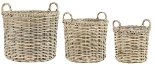 lined wicker basket