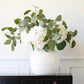White Faux Hydrangea and eucalyptus bouquet