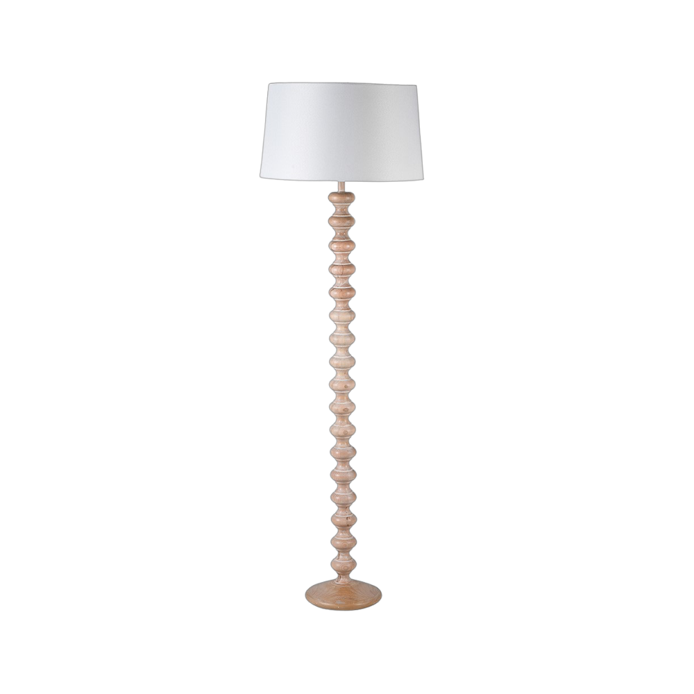 Georgia Pale Wood Floor Lamp with White Shade