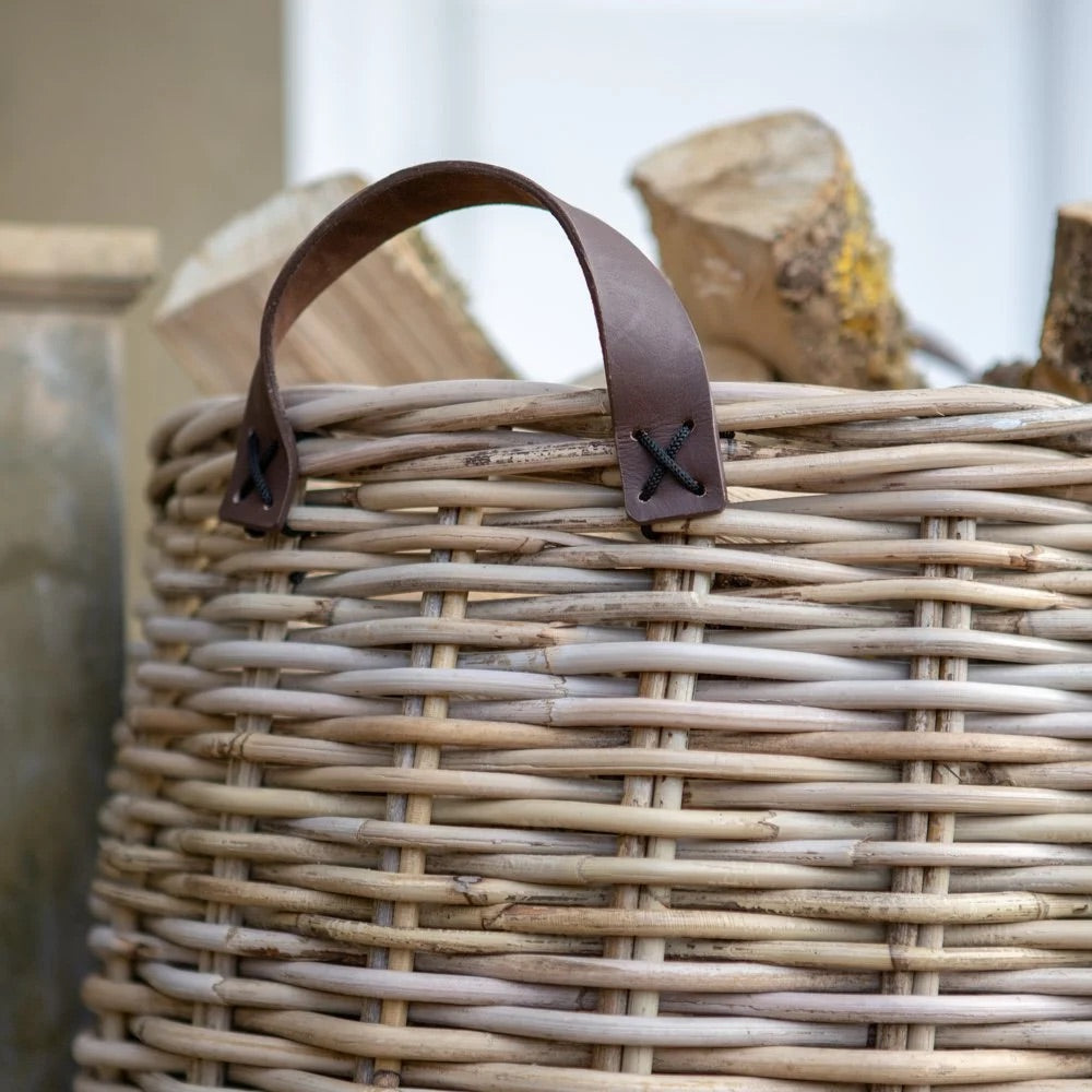Saltash Harvest Basket With Leather Handles